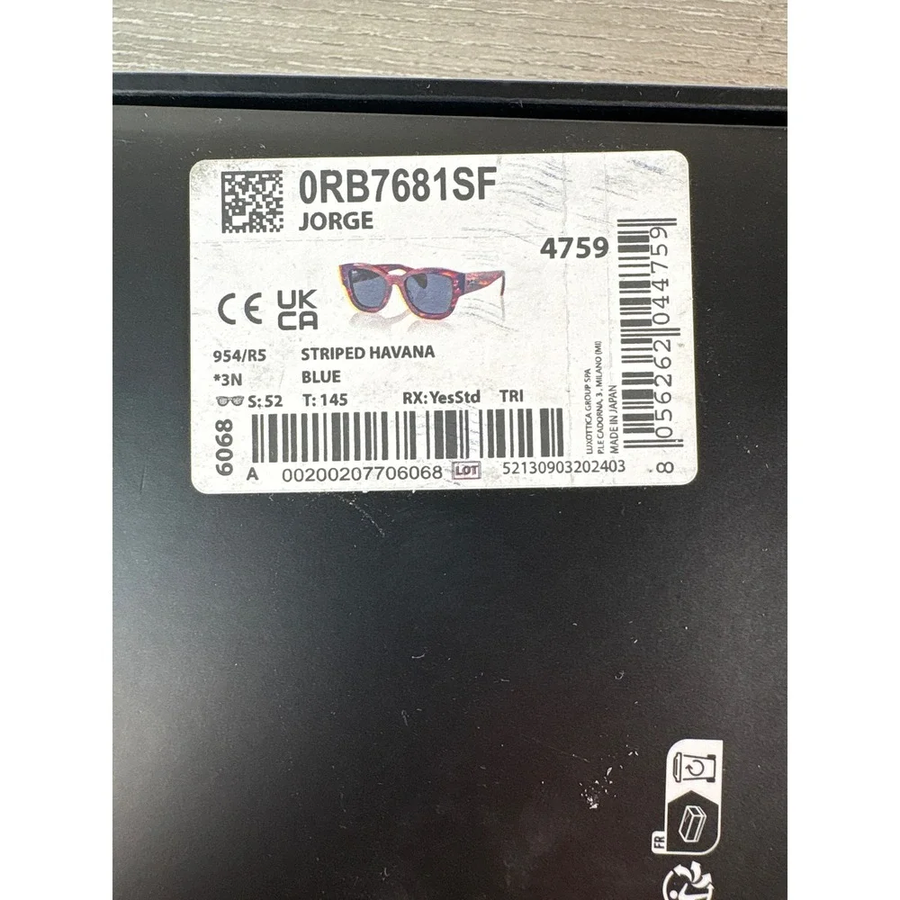 Ray-Ban Jorge Sunglasses RB7681SF Striped Havana Tortoise Blue‎ Lens Japan 52mm